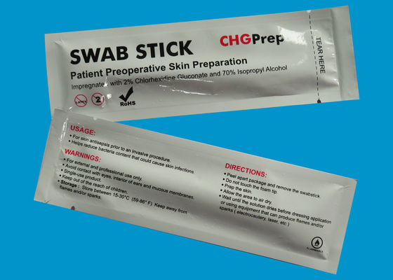 皮防腐性CHGのクロルヘキシジンのSwabstickのスナップ生殖不能アルコール綿棒